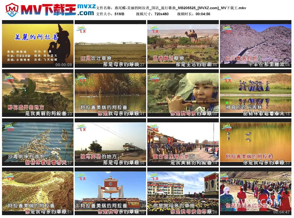 燕尾蝶-美丽的阿拉善_国语_流行歌曲_MB205525